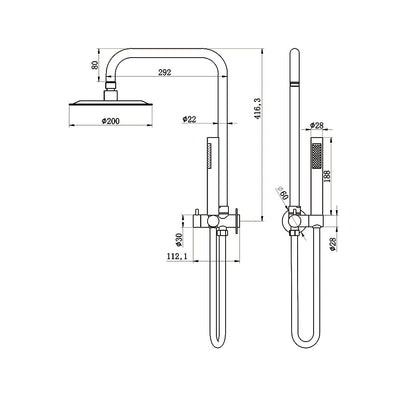 AMOZA TWIN SHOWER 3 PACKS BRUSHED COPPER