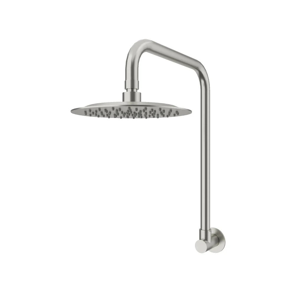 AMOZA GOOSENECK SHOWER ARM & HEAD 2 PACK 200MM BRUSHED STAINLESS STEEL