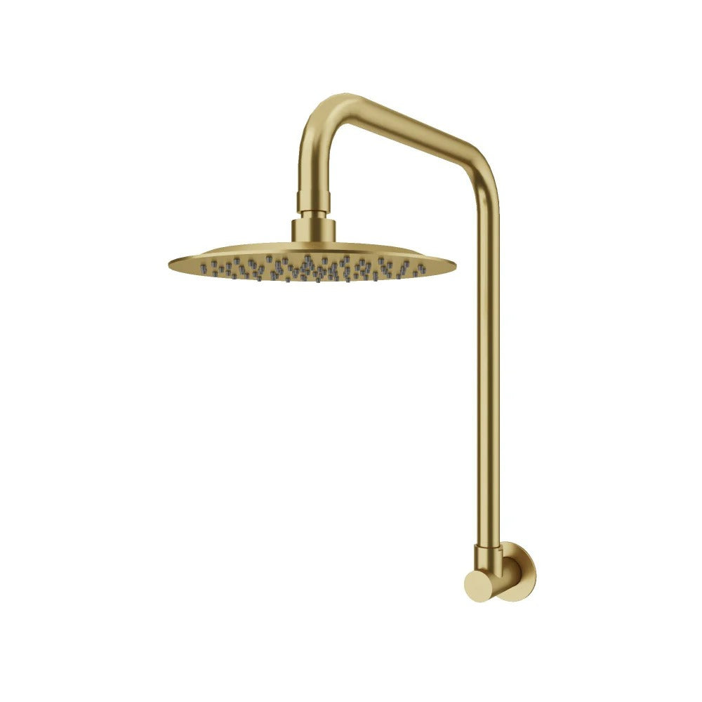 AMOZA GOOSENECK SHOWER ARM & HEAD 2 PACK 200MM BRUSHED GOLD