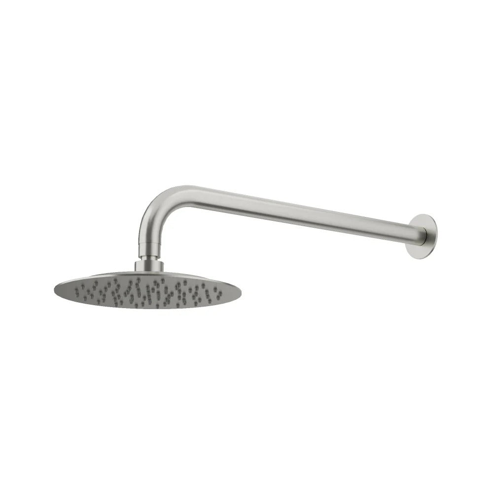 AMOZA CURVED SHOWER ARM & HEAD 2 PACKS 200MM BRUSHED STAINLESS STEEL