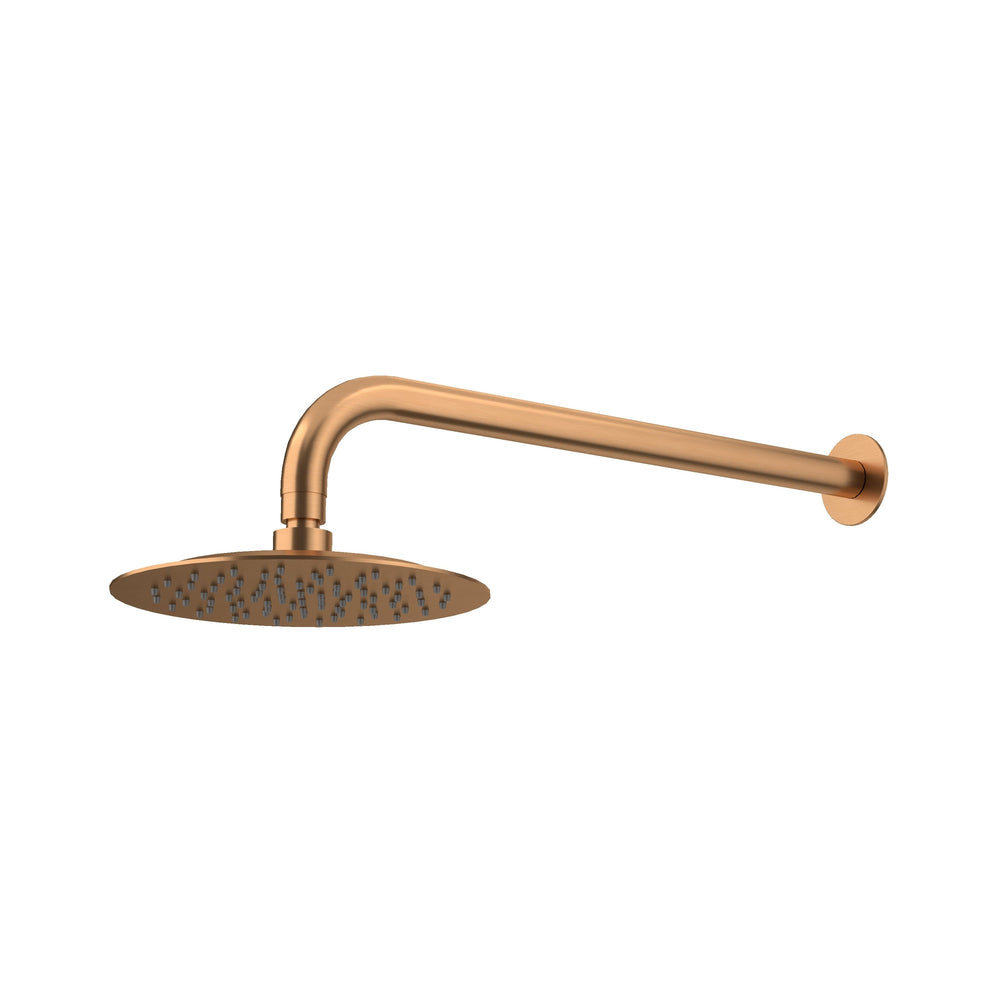 AMOZA CURVED SHOWER ARM & HEAD 2 PACKS 200MM BRUSHED COPPER