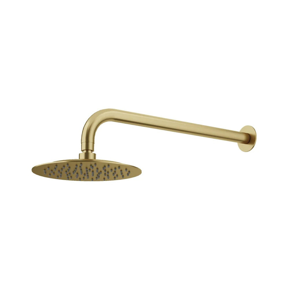 AMOZA CURVED SHOWER ARM & HEAD 2 PACKS 200MM BRUSHED GOLD