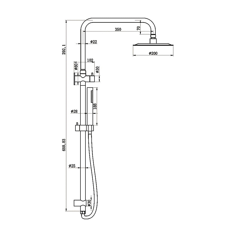 AMOZA TWIN SHOWER ON RAIL 3 PACKS BRUSHED GOLD