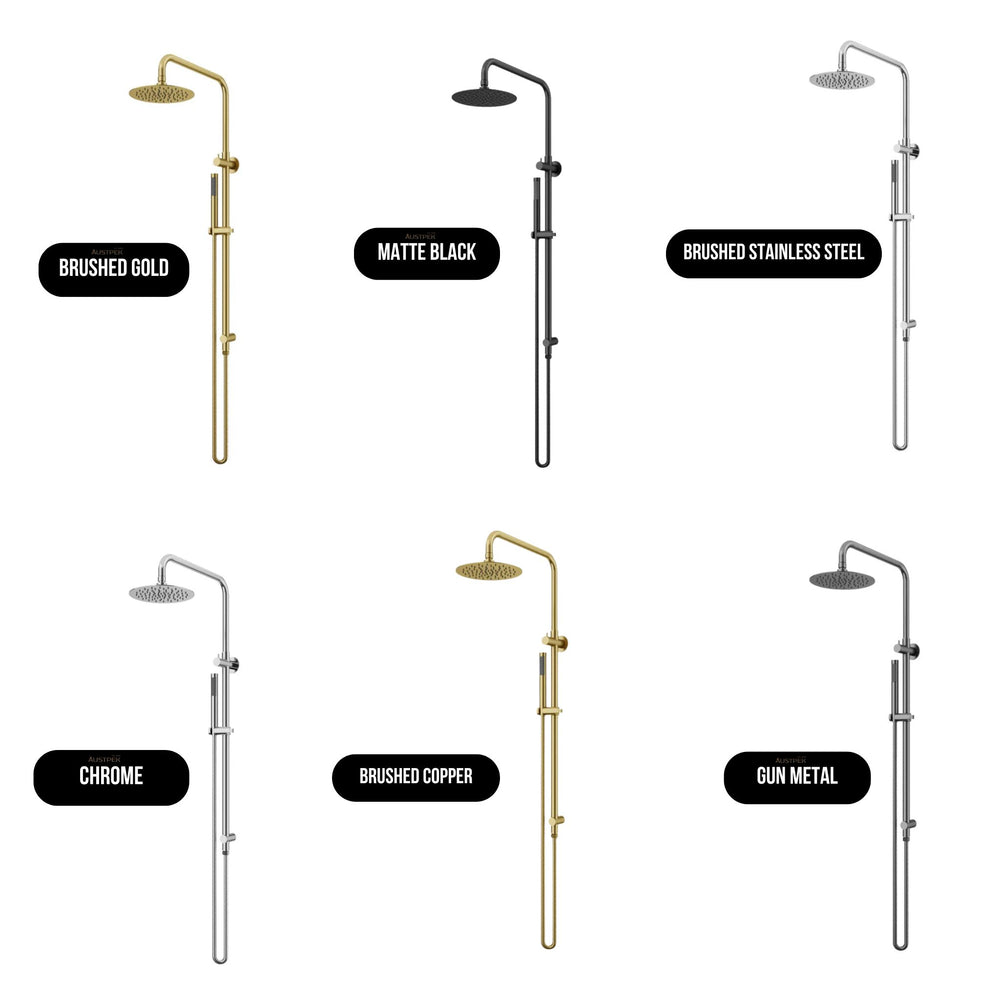 AMOZA TWIN SHOWER ON RAIL 3 PACKS BRUSHED COPPER