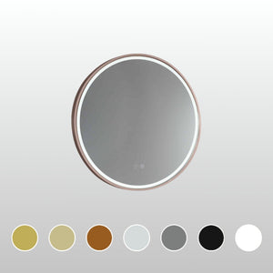 REMER SPHERE FRAMED LED MIRROR W/ DEMISTER & PORTABLE MAGNIFIER CUSTOM COLOURS 600X600MM