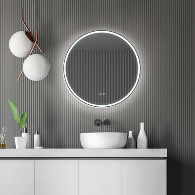 REMER SPHERE FRAMELESS LED MIRROR W/ DEMISTER & PORTABLE MAGNIFIER 600X600MM