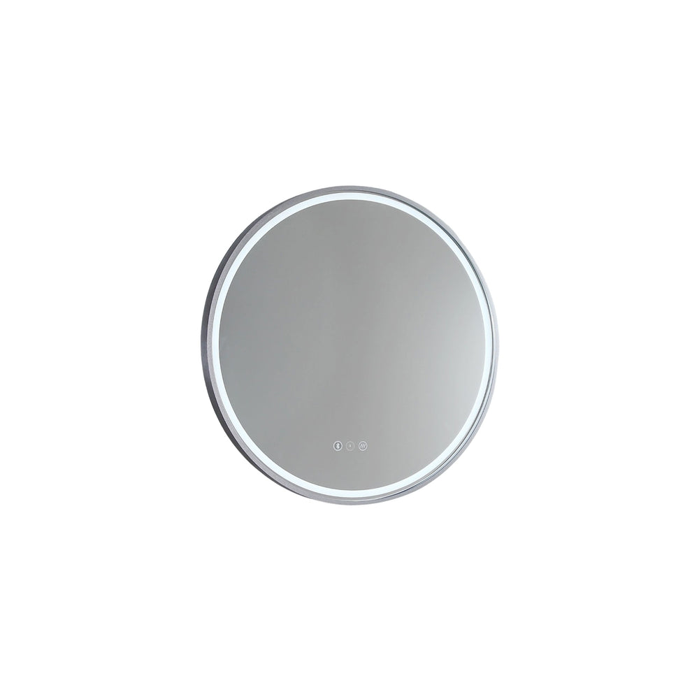 REMER SPHERE FRAMED LED MIRROR W/ DEMISTER, BLUETOOTH SPEAKERS & PORTABLE MAGNIFIER CUSTOM COLOURS 600X600MM