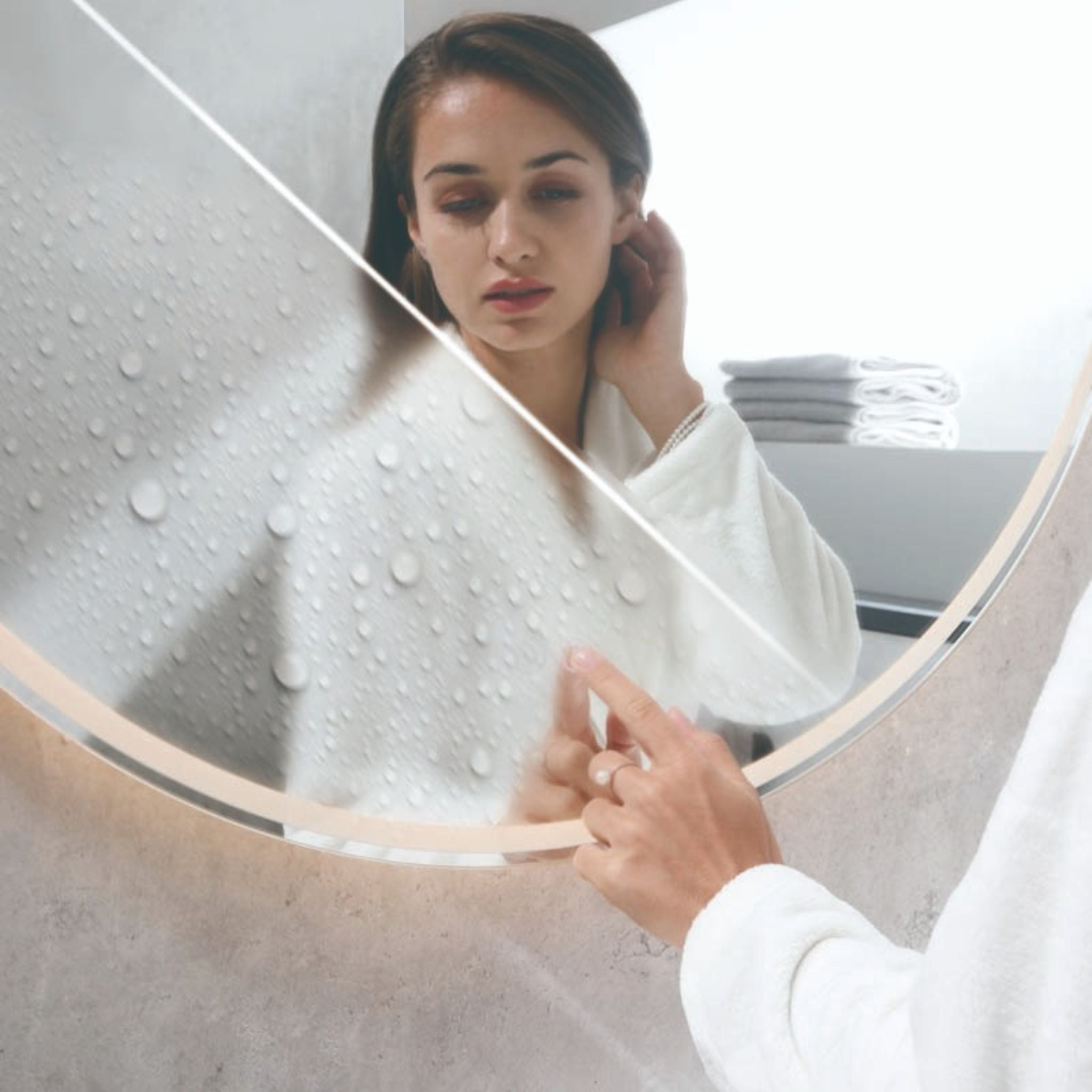 REMER SPHERE FRAMED LED MIRROR WITH DEMISTER CUSTOM COLOURS 800X800MM