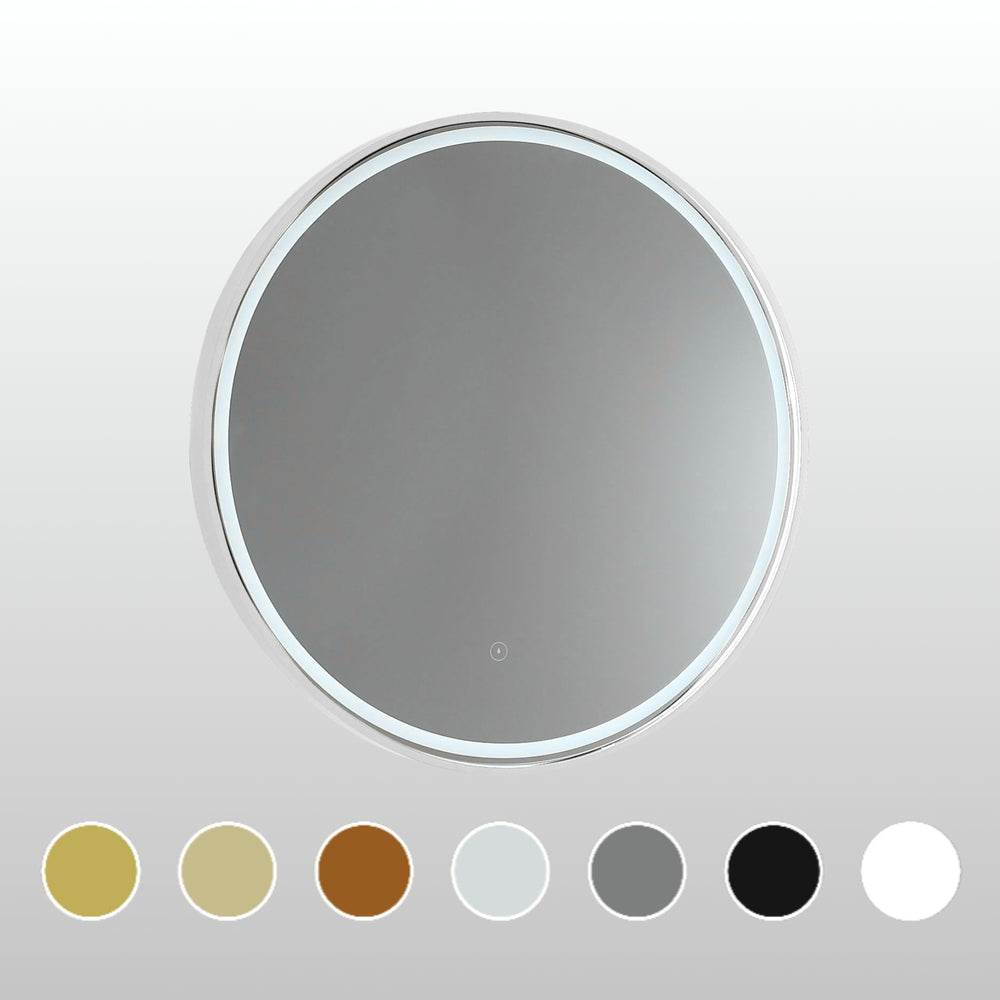 REMER SPHERE FRAMED LED MIRROR WITH PORTABLE MAGNIFIER CUSTOM COLOURS 800X800MM