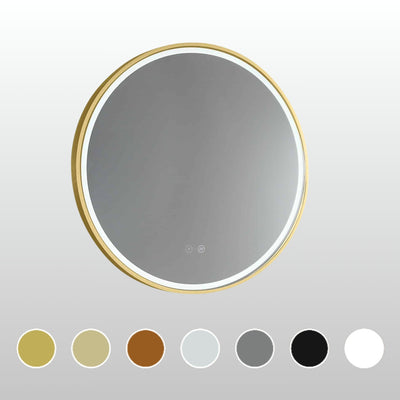 REMER SPHERE FRAMED LED MIRROR W/ DEMISTER & PORTABLE MAGNIFIER CUSTOM COLOURS 800X800MM
