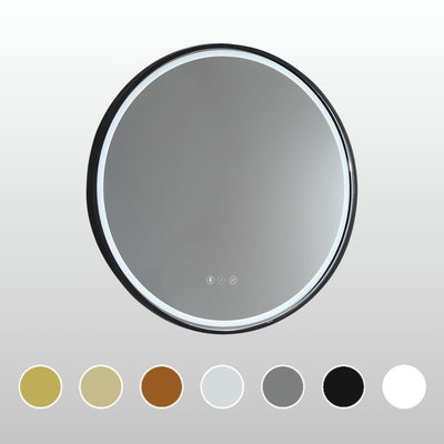 REMER SPHERE FRAMED LED MIRROR W/ DEMISTER, BLUETOOTH SPEAKERS & PORTABLE MAGNIFIER CUSTOM COLOURS 800X800MM