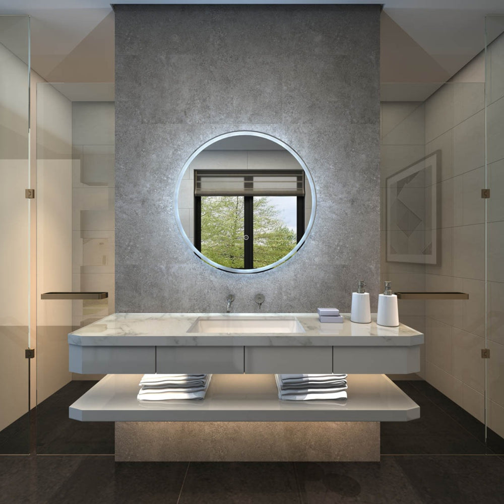 REMER SPHERE FRAMELESS LED MIRROR WITH PORTABLE MAGNIFIER 800X800MM