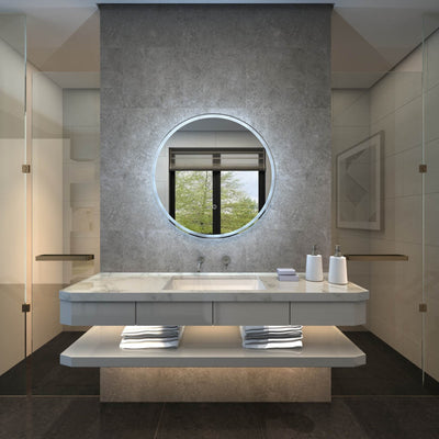 REMER SPHERE FRAMELESS LED MIRROR WITH PORTABLE MAGNIFIER 800X800MM