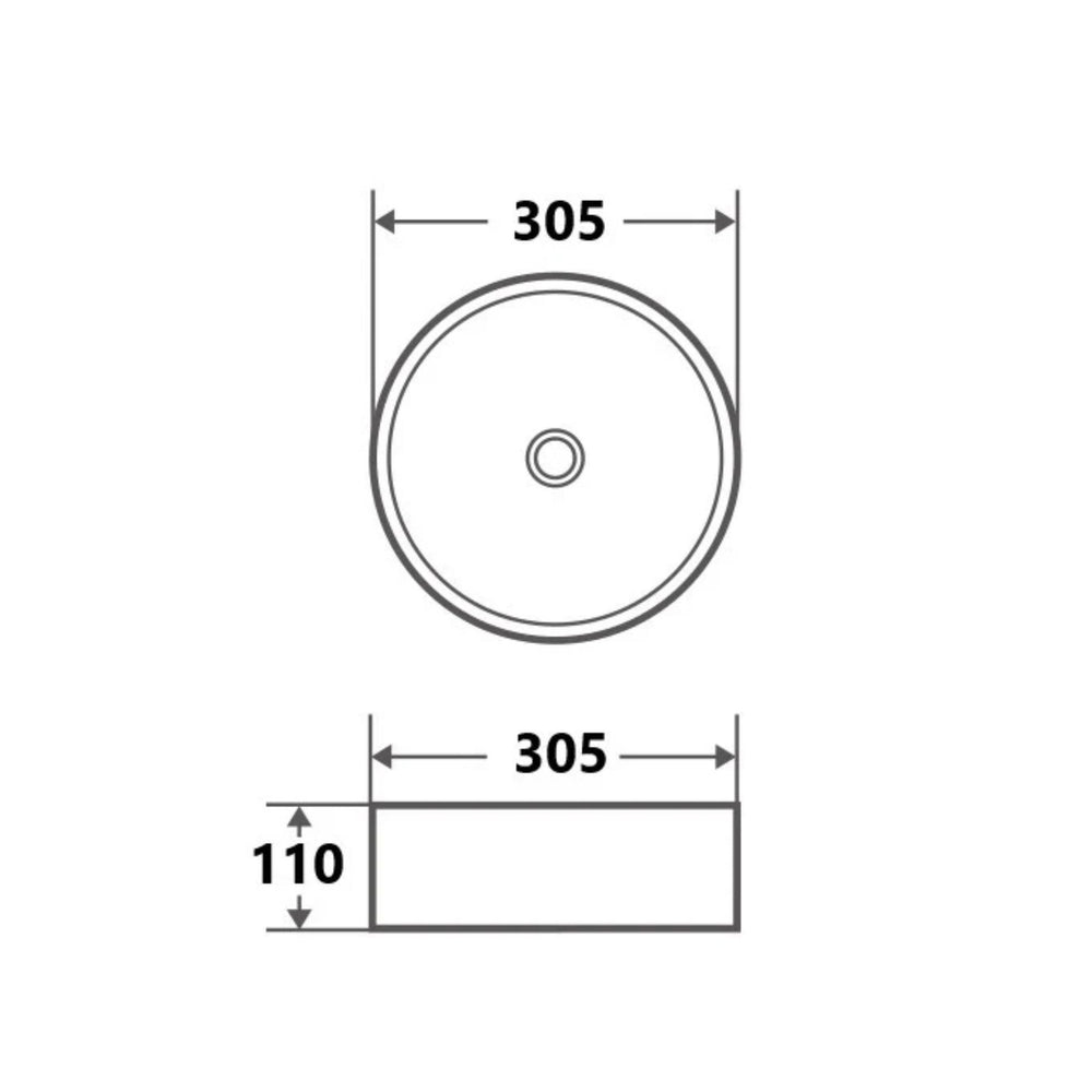 MERCIO SASSO ROUND ABOVE COUNTER BASIN MATTE WHITE 305MM
