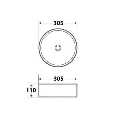 MERCIO SASSO ROUND ABOVE COUNTER BASIN MATTE WHITE 305MM
