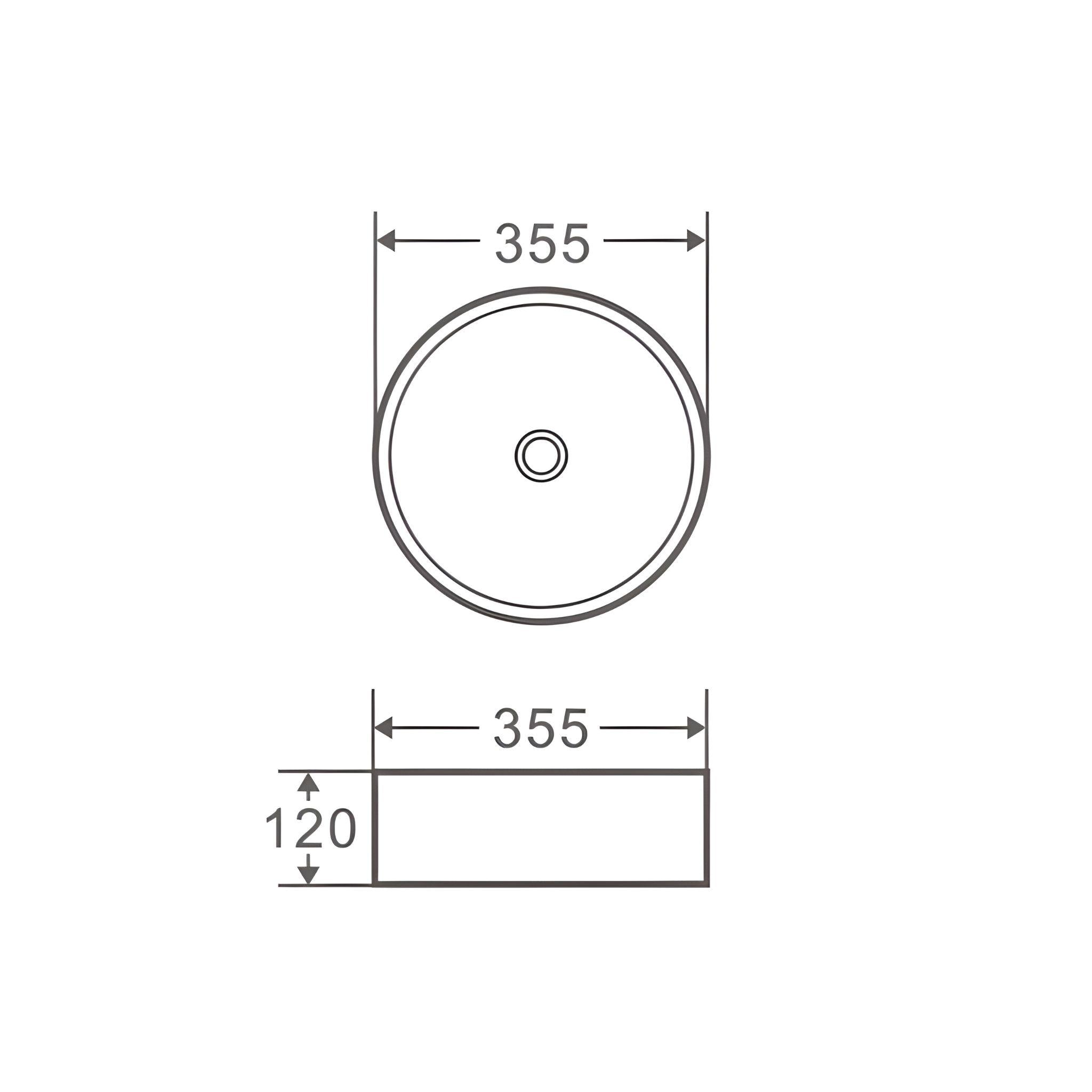 MERCIO SASSO ROUND ABOVE COUNTER BASIN TOUCHLINE BLACK 355MM