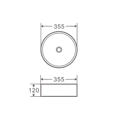 MERCIO SASSO ROUND ABOVE COUNTER BASIN TOUCHLINE BLACK 355MM