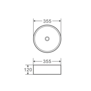 MERCIO SASSO ROUND ABOVE COUNTER BASIN MATTE WHITE 355MM