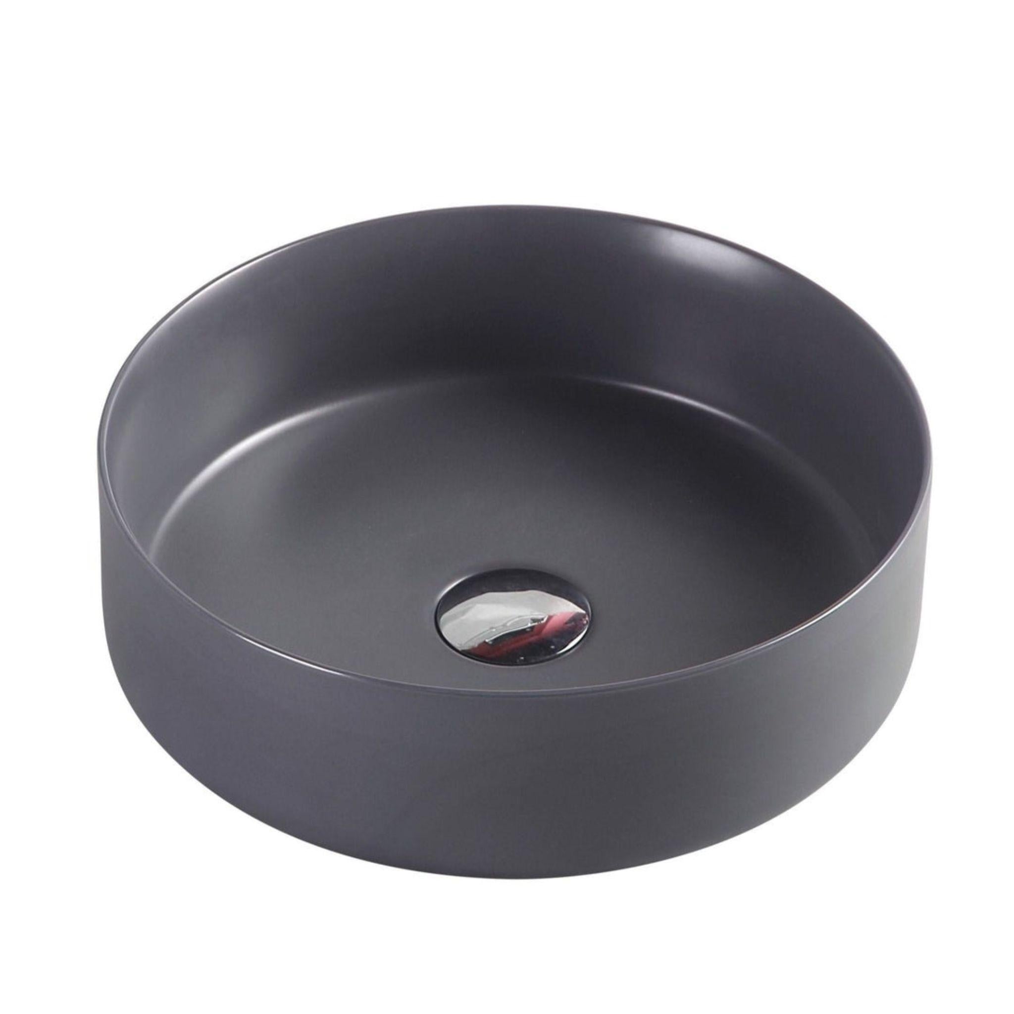 MERCIO SASSO ROUND ABOVE COUNTER BASIN NERO GREY 355MM
