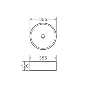MERCIO SASSO ROUND ABOVE COUNTER BASIN TOUCHLINE WHITE 355MM