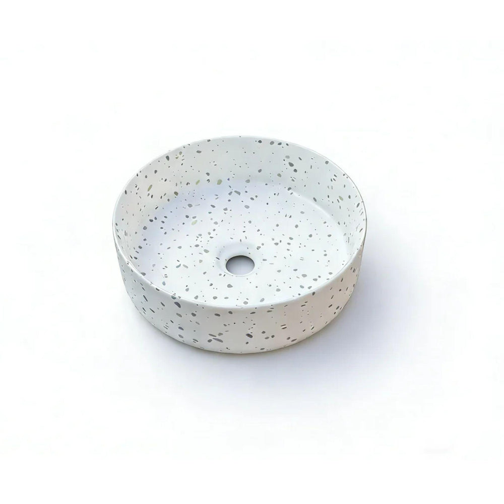 MERCIO SASSO ROUND ABOVE COUNTER BASIN WHITE TERRAZZO 360MM