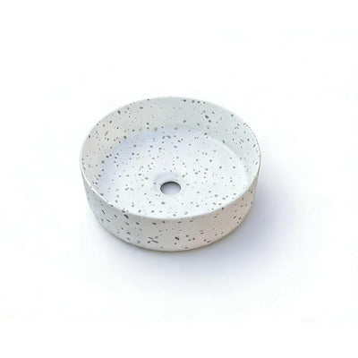 MERCIO SASSO ROUND ABOVE COUNTER BASIN WHITE TERRAZZO 360MM