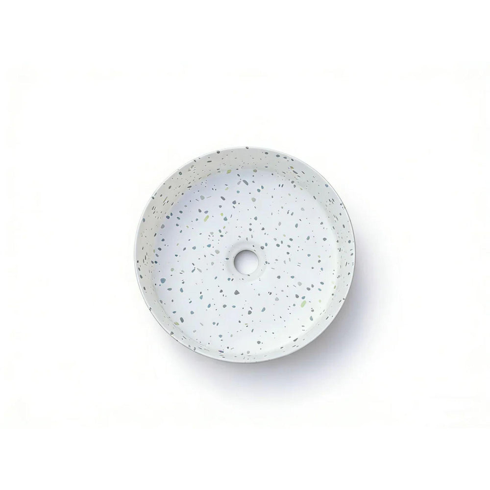 MERCIO SASSO ROUND ABOVE COUNTER BASIN WHITE TERRAZZO 360MM