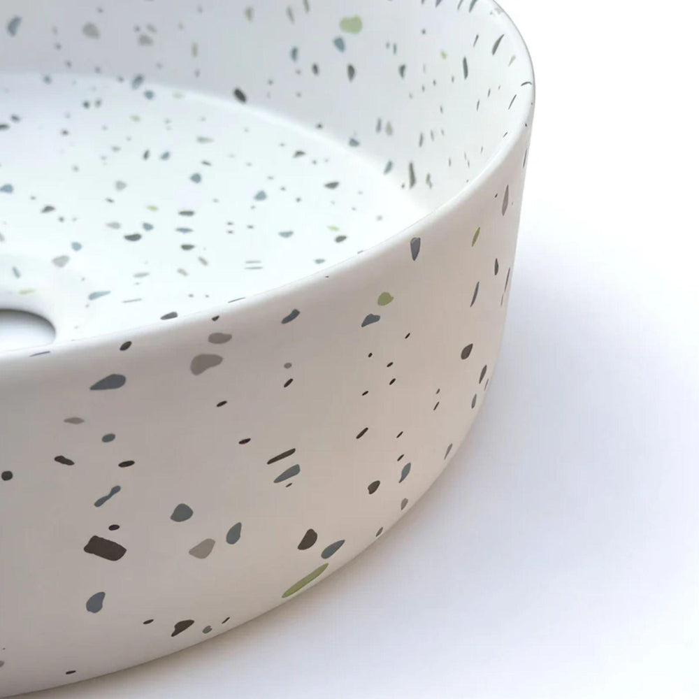 MERCIO SASSO ROUND ABOVE COUNTER BASIN WHITE TERRAZZO 360MM