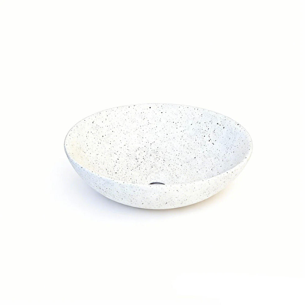 MERCIO SASSO ROUND ABOVE COUNTER BASIN SPECKLED WHITE 400MM