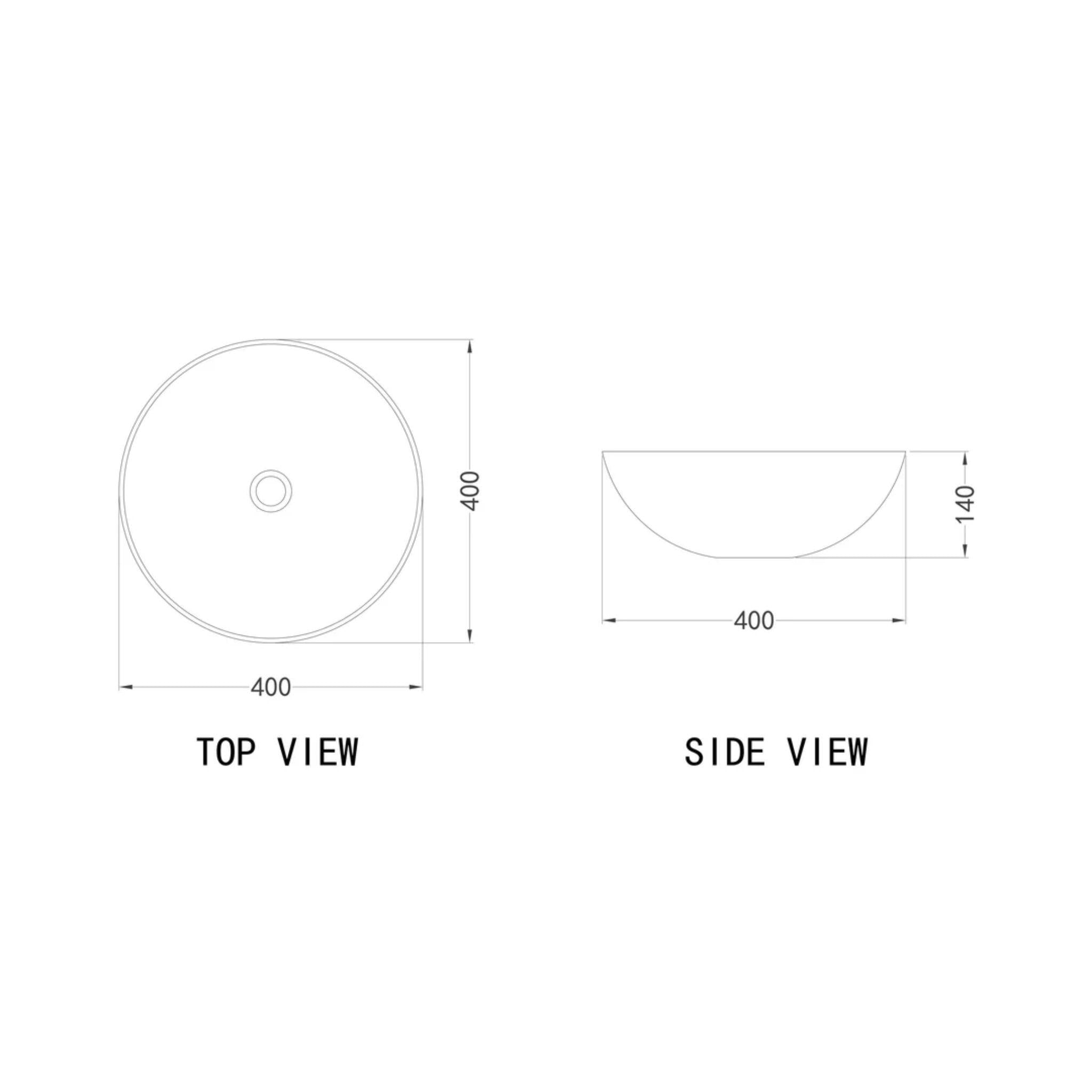 MERCIO SASSO ROUND ABOVE COUNTER BASIN SPECKLED WHITE 400MM