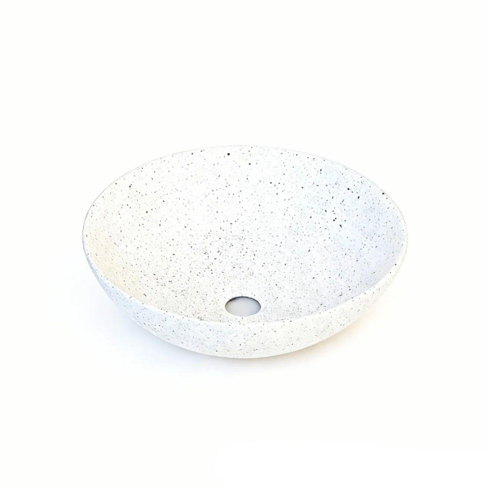 MERCIO SASSO ROUND ABOVE COUNTER BASIN SPECKLED WHITE 400MM