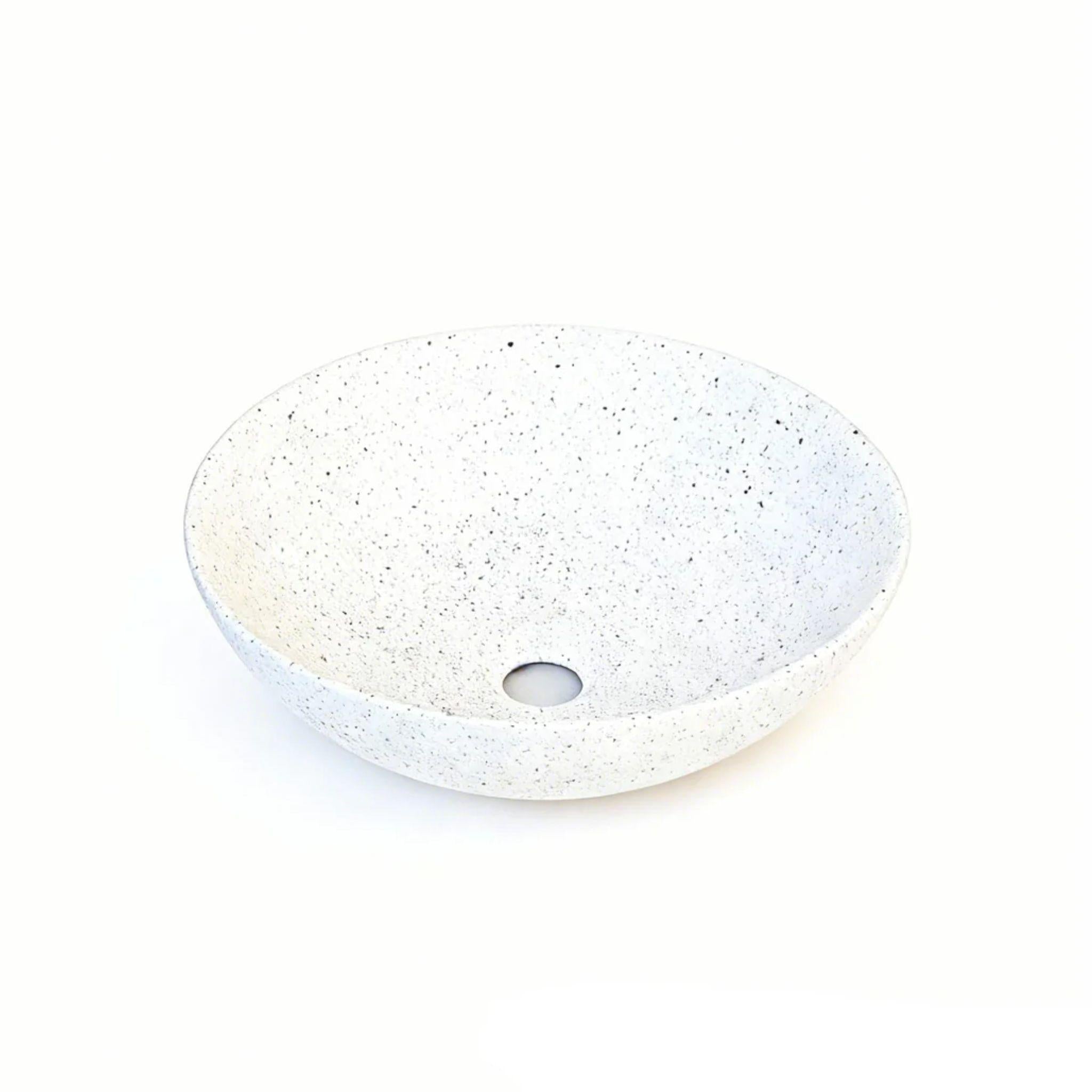 MERCIO SASSO ROUND ABOVE COUNTER BASIN SPECKLED WHITE 400MM
