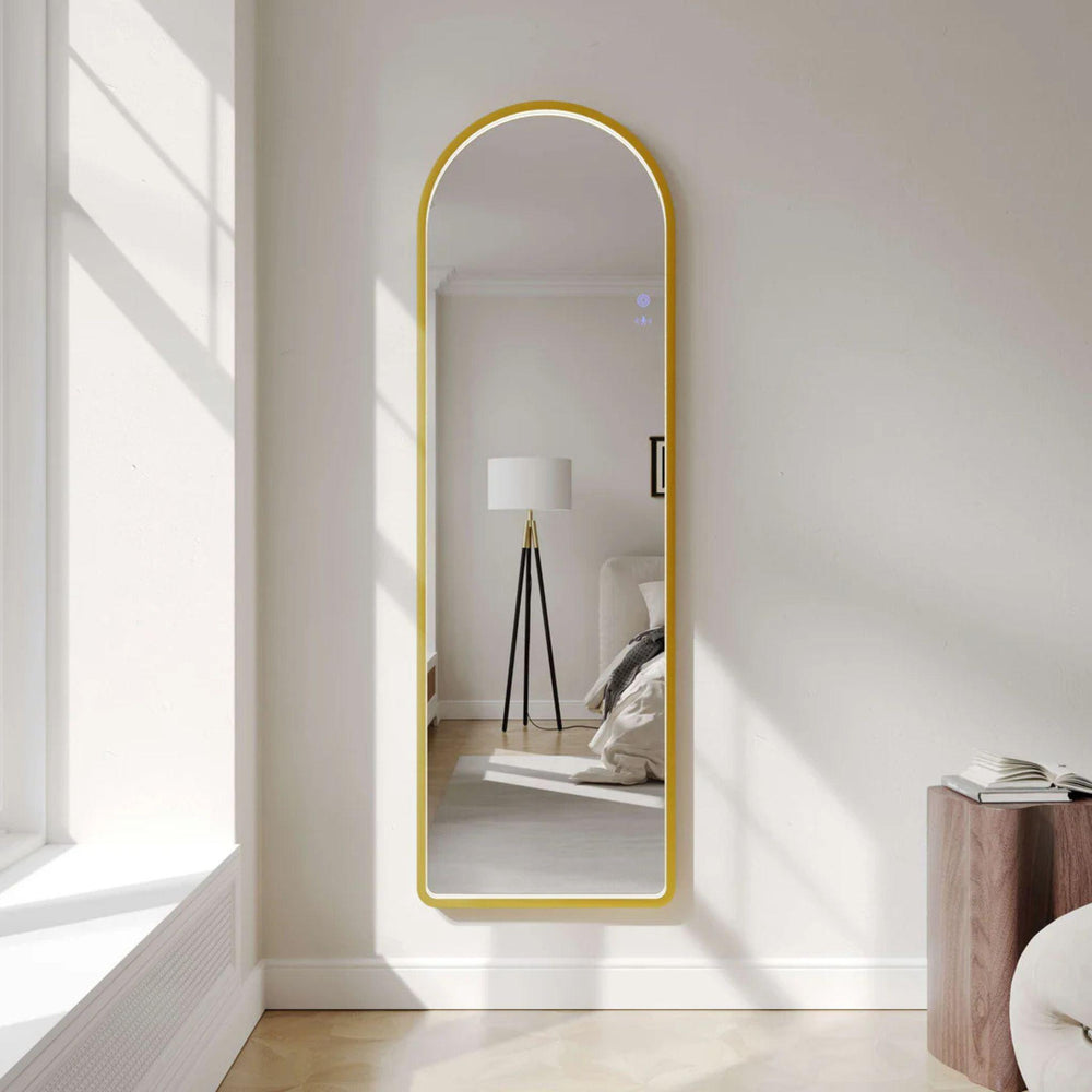MERCIO SAGA FRAMED FREESTANDING LED MIRROR BRUSHED GOLD 500X1600MM