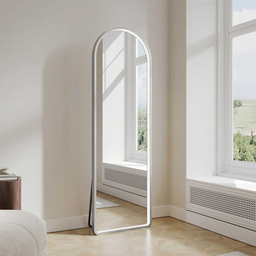 MERCIO SAGA FRAMED FREESTANDING LED MIRROR BRUSHED NICKEL 500X1600MM