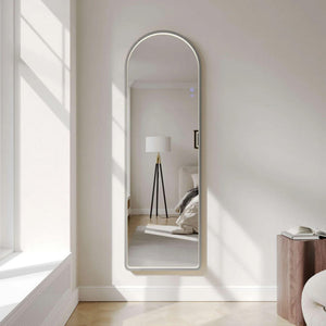 MERCIO SAGA FRAMED FREESTANDING LED MIRROR BRUSHED NICKEL 500X1600MM