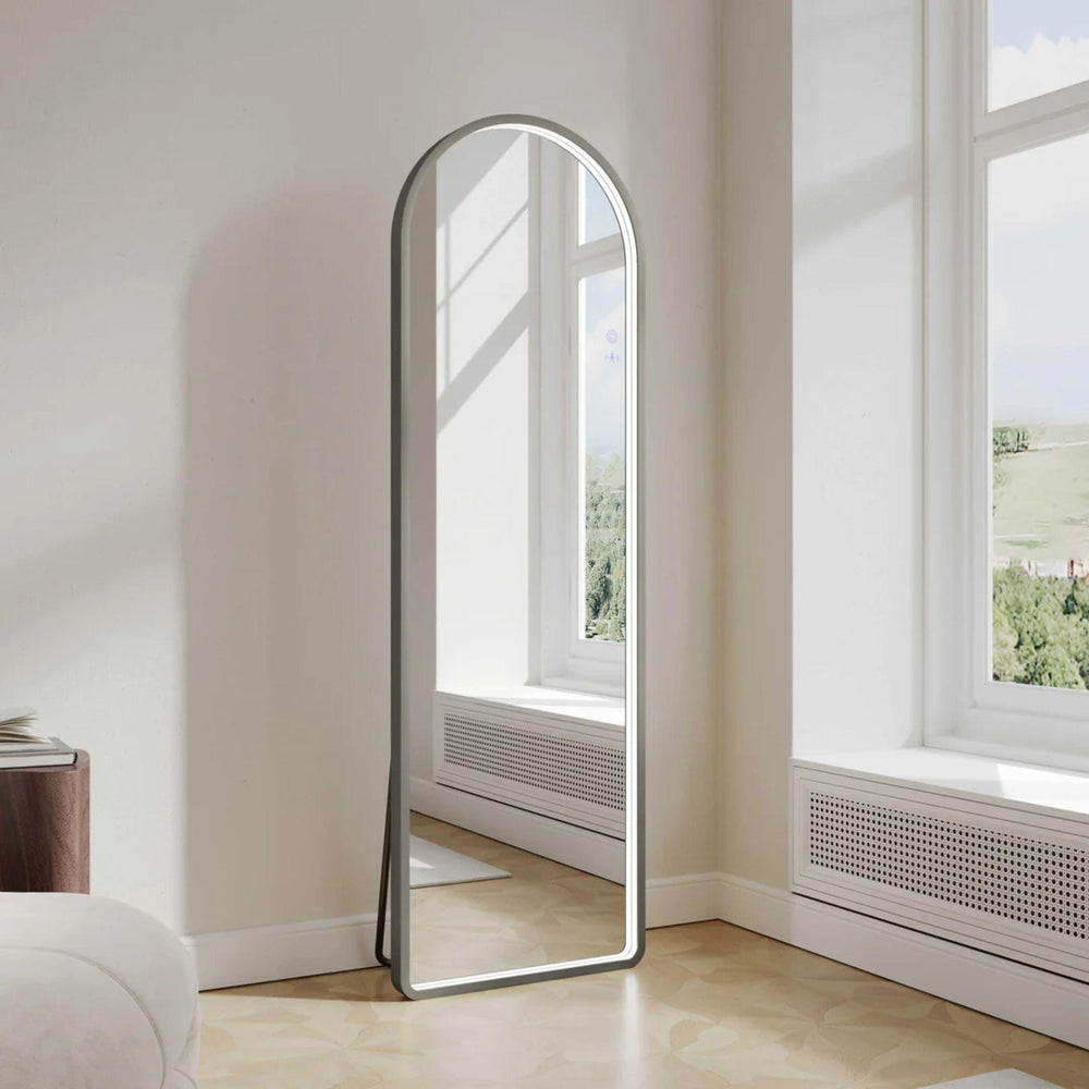 MERCIO SAGA FRAMED FREESTANDING LED MIRROR GUN METAL 500MM