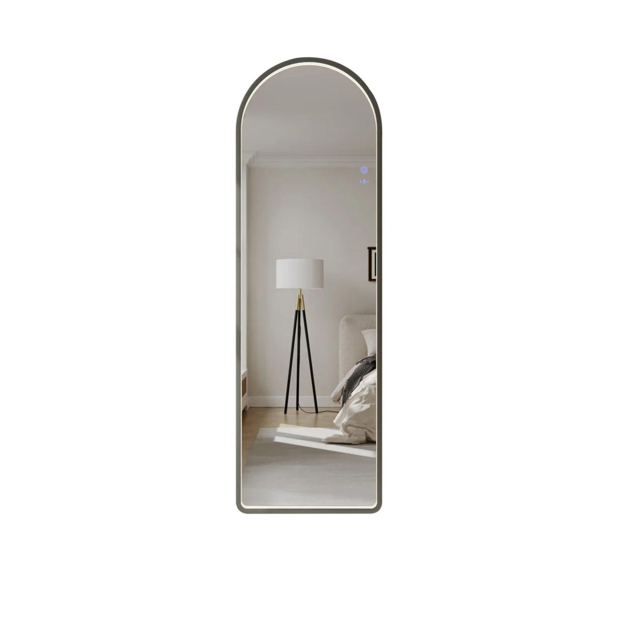MERCIO SAGA FRAMED FREESTANDING LED MIRROR GUN METAL 500MM