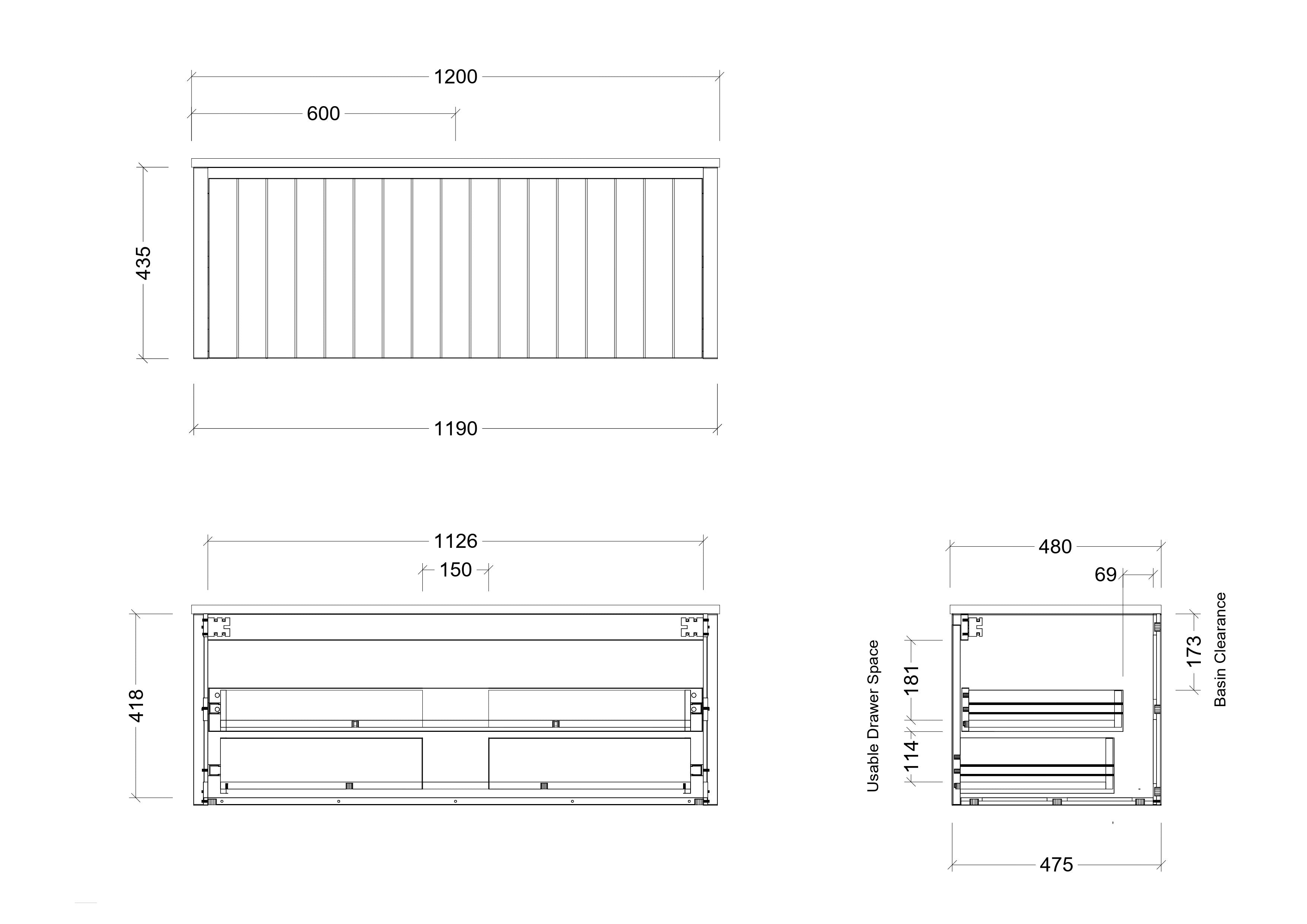 TIMBERLINE SABA CUSTOM WALL HUNG VANITY (ALL SIZING)