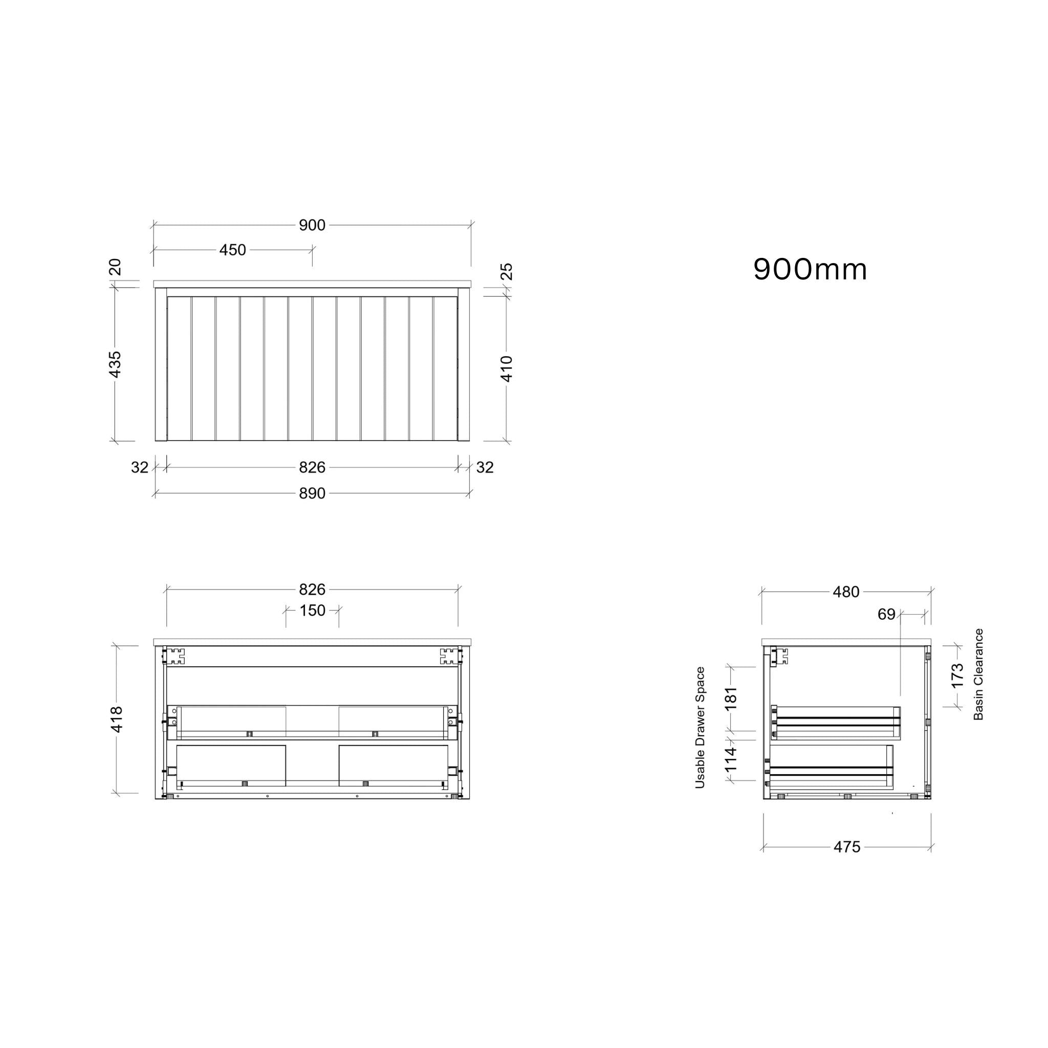 TIMBERLINE SABA CUSTOM WALL HUNG VANITY (ALL SIZING)
