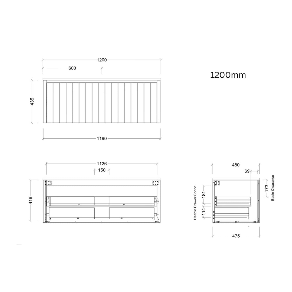 TIMBERLINE SABA CUSTOM WALL HUNG VANITY (ALL SIZING)