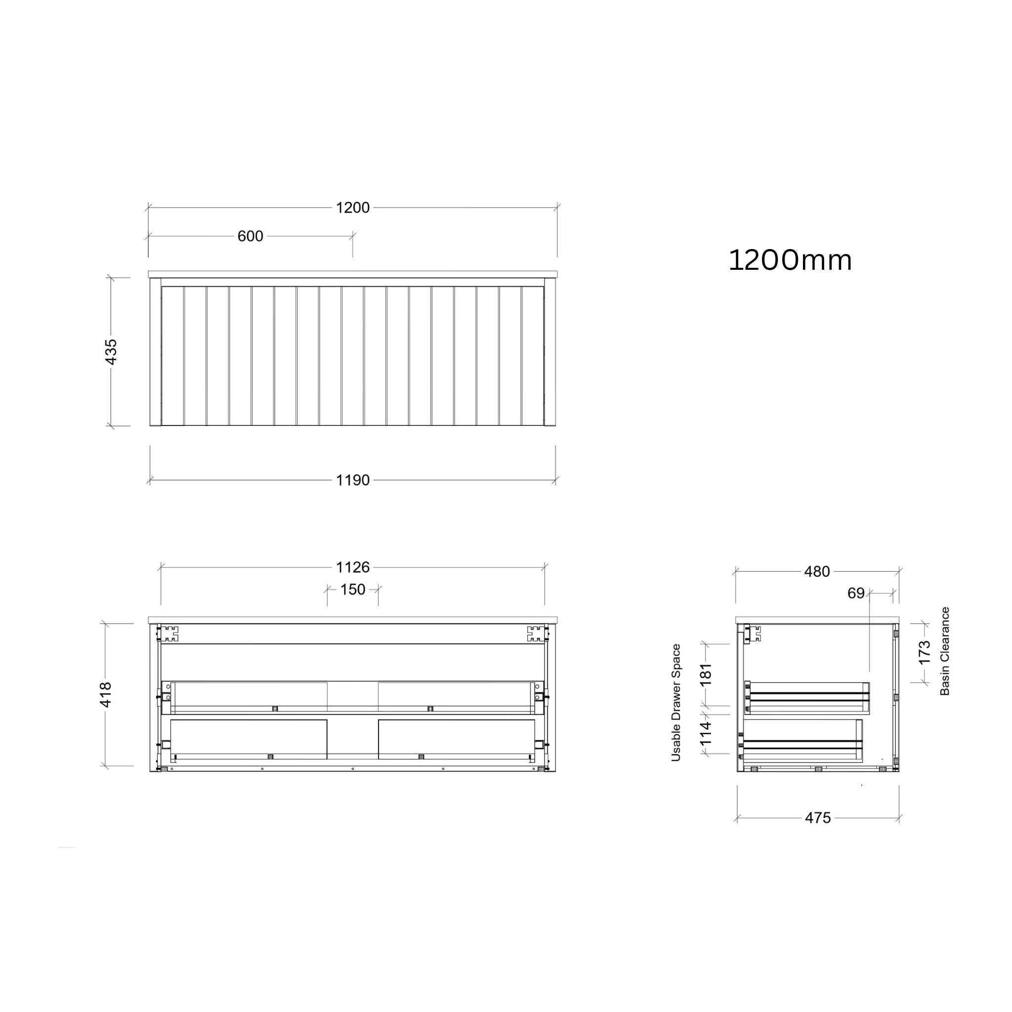 TIMBERLINE SABA CUSTOM WALL HUNG VANITY (ALL SIZING)