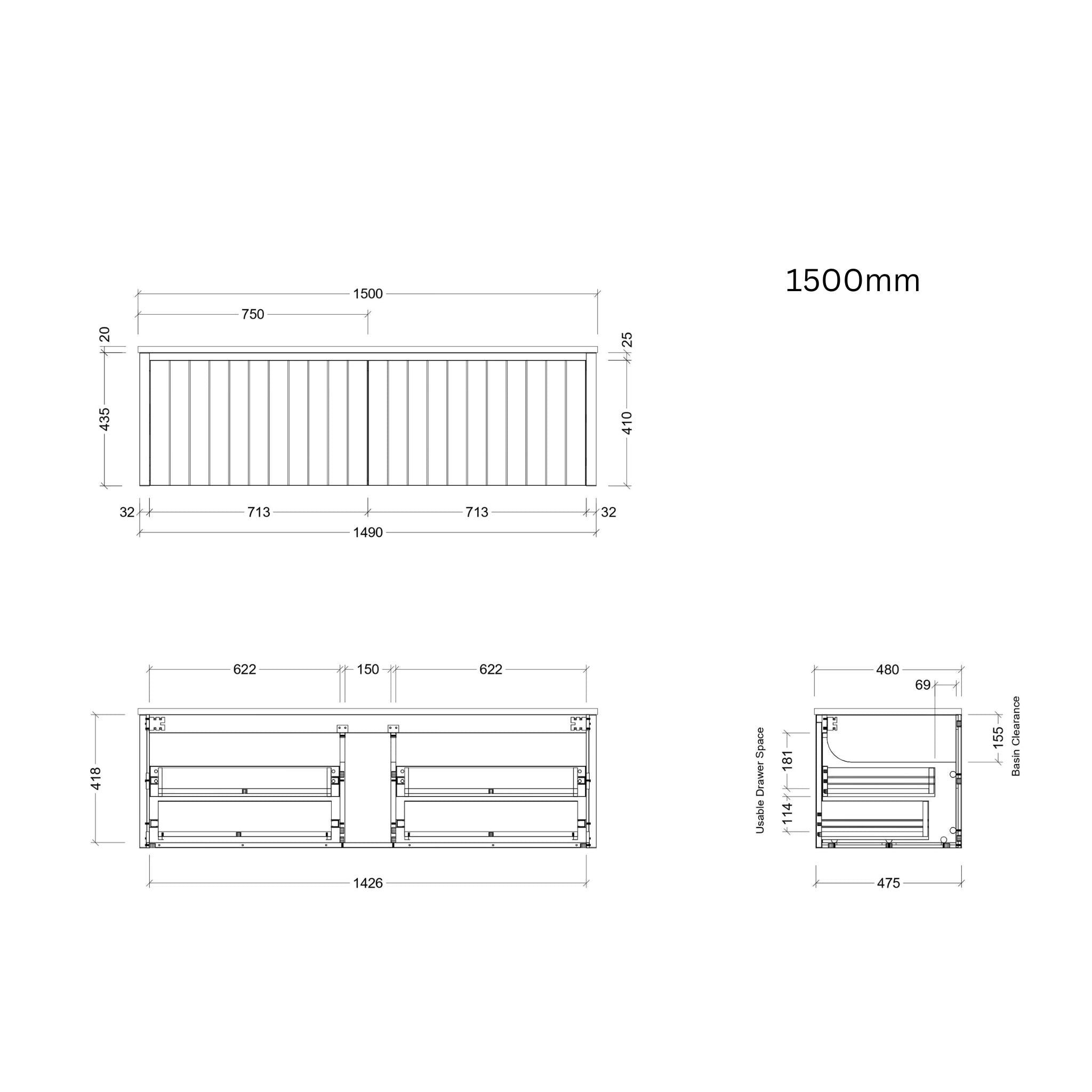 TIMBERLINE SABA CUSTOM WALL HUNG VANITY (ALL SIZING)
