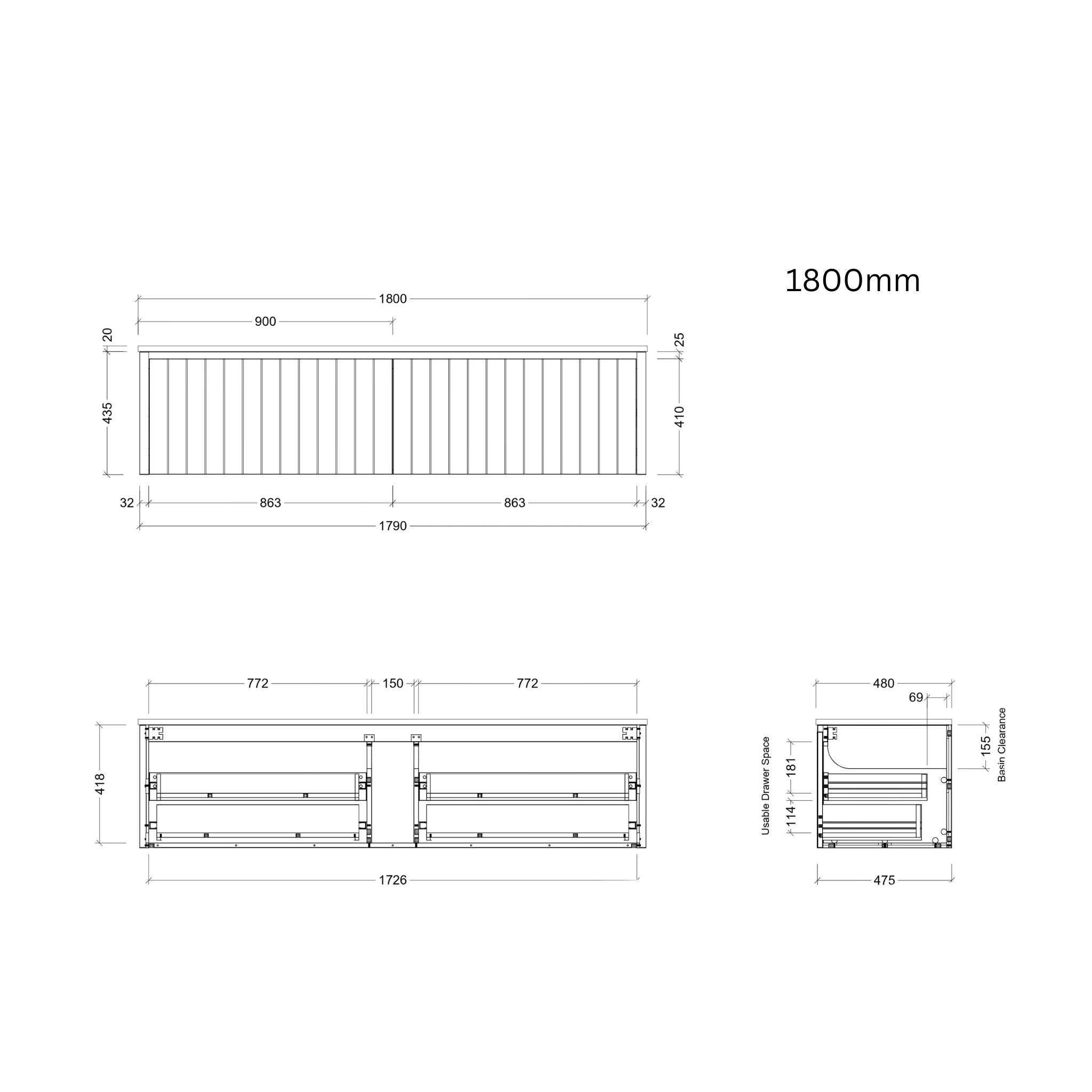 TIMBERLINE SABA CUSTOM WALL HUNG VANITY (ALL SIZING)