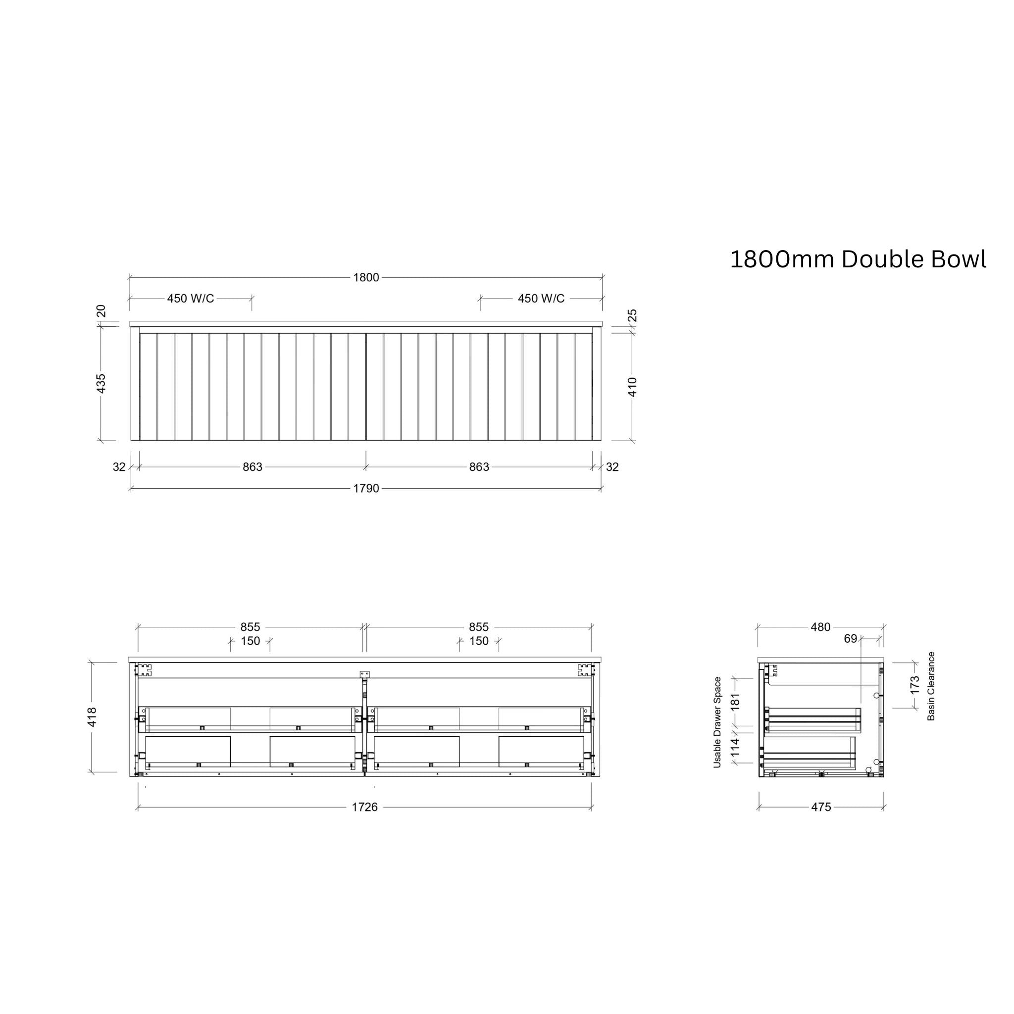 TIMBERLINE SABA CUSTOM WALL HUNG VANITY (ALL SIZING)