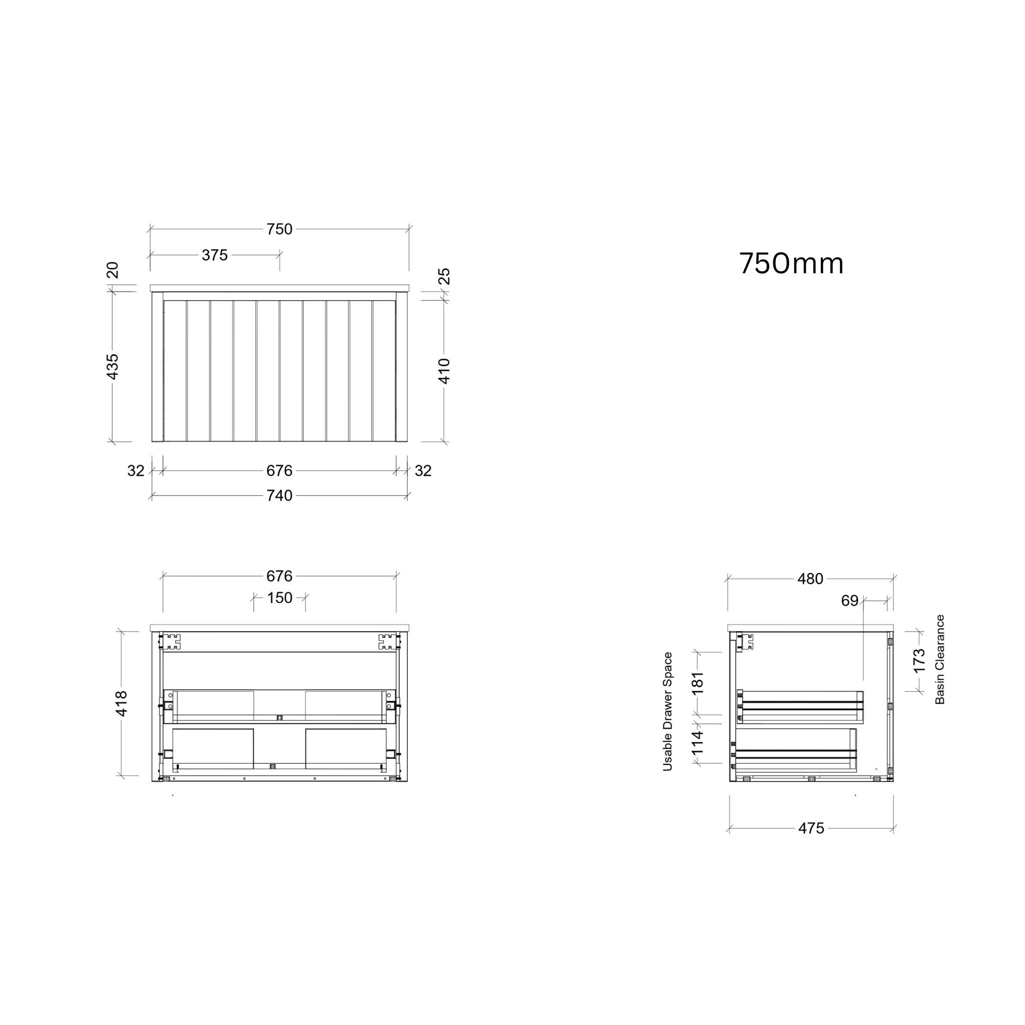 TIMBERLINE SABA CUSTOM WALL HUNG VANITY (ALL SIZING)