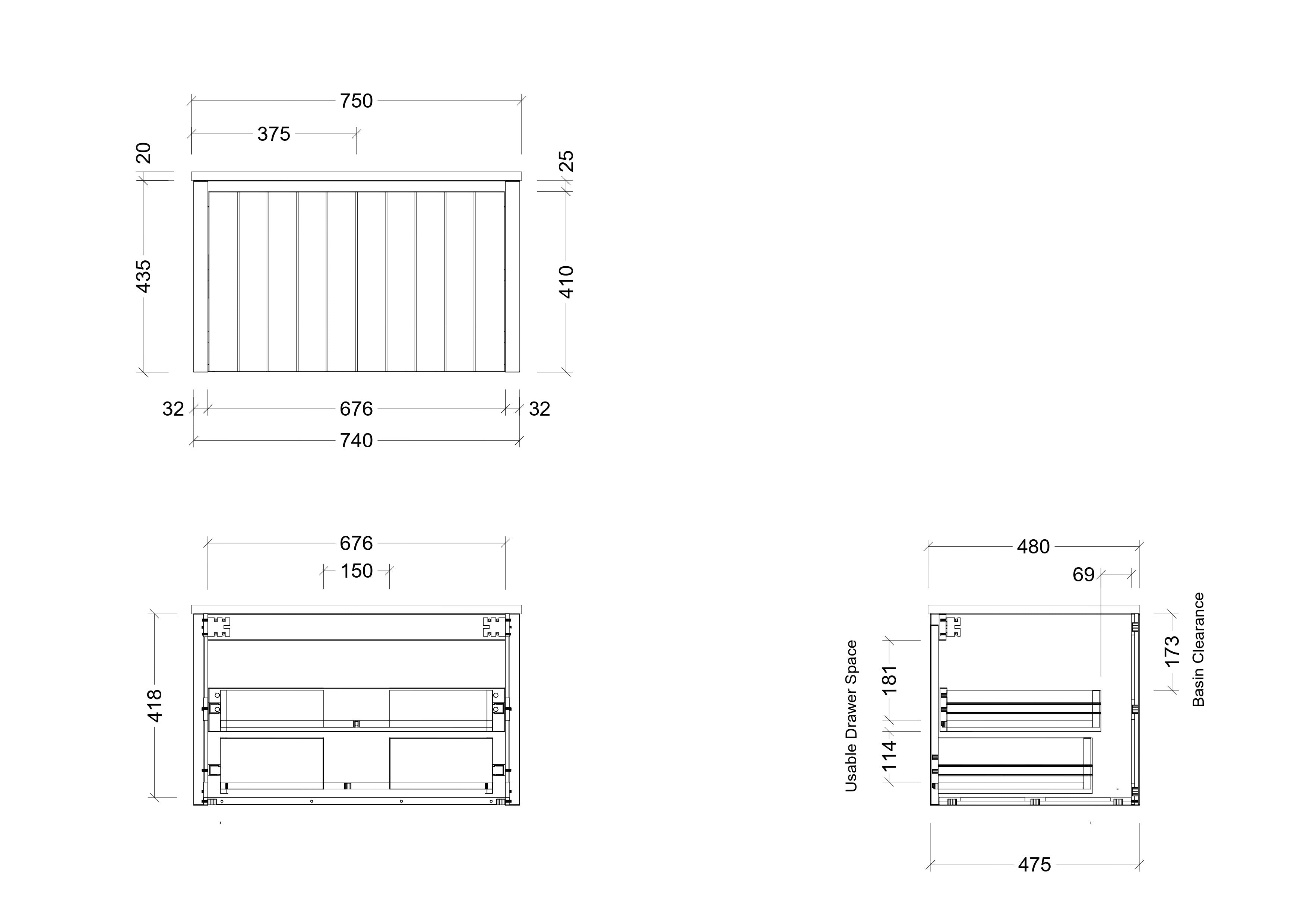 TIMBERLINE SABA CUSTOM WALL HUNG VANITY (ALL SIZING)