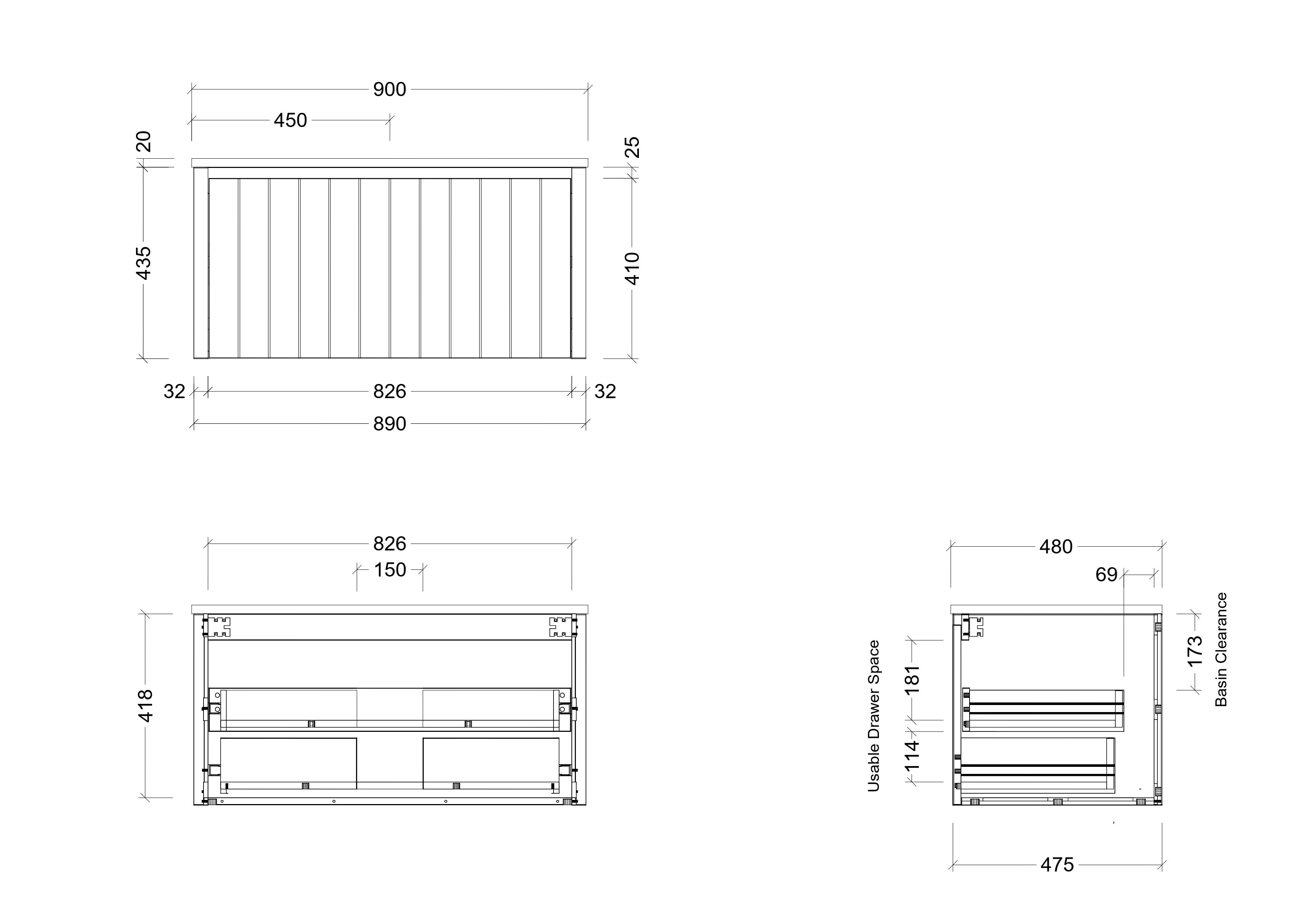 TIMBERLINE SABA CUSTOM WALL HUNG VANITY (ALL SIZING)