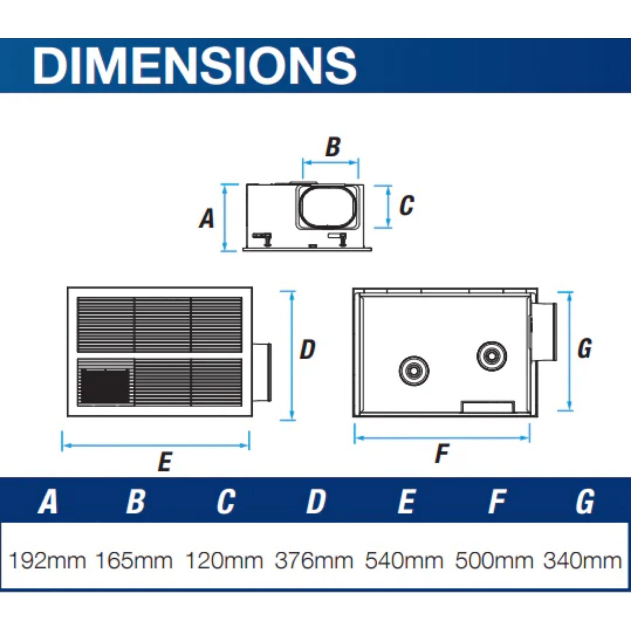 VENTAIR SAHARA HIGH PERFORMANCE 2 IN 1 BATHROOM UNIT WITH INTEGRATED FAN,HEAT AND EXHAUST FAN BLACK