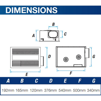 VENTAIR SAHARA HIGH PERFORMANCE 4 IN 1 BATHROOM UNIT WITH INTEGRATED FAN, HEAT, LED LIGHT AND EXHAUST FAN BLACK