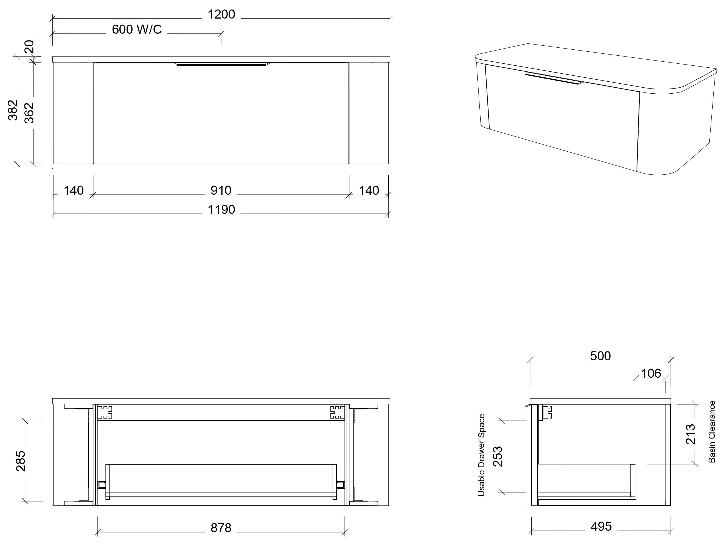 TIMBERLINE SANTOS CUSTOM WALL HUNG VANITY (ALL SIZING)